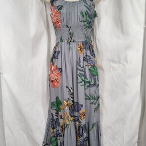 Patrons of Peace Floral Maxi Dress Medium Smocked Waist Boho